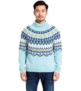 Men's knitted sweater with geometric pattern, leisure sweater, plus sizes 955017, blue