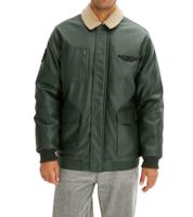 Men's pilot jacket made of imitation leather, stylish outdoor jacket with teddy collar 934067 olive green