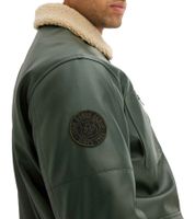 Men's pilot jacket made of imitation leather, stylish outdoor jacket with teddy collar 934067 olive green