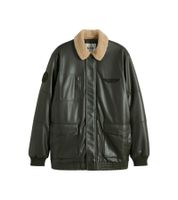 Men's pilot jacket made of imitation leather, stylish outdoor jacket with teddy collar 934067 olive green