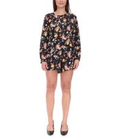vestino Women's Jumpsuit with Floral Print, Transparent Summer One-Piece, Long-Sleeved Jumpsuit 900549 Black