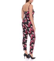 Tuta da donna vestino con stampa floreale, costume intero estivo, a maniche lunghe, con spalline regolabili, 900379 Nero