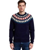 Men's Knitted Sweater with Geometric Pattern, Casual Sweater in Black or Blue