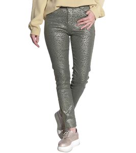 Pantalon Vestino pour femme, imprimé léopard, détails scintillants et rayures décoratives - Pantalon décontracté, pantalon d'automne 900828 Vert