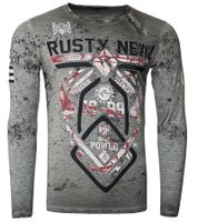 Herren Longsleeve mit Fighter-Print Baumwoll-Langarm-Shirt Sommer-Pullover Freizeit-Shirt R-10150 Grau