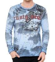 Herren Longsleeve mit Farbverlauf Baumwoll-Langarm-Shirt Sommer-Pullover Freizeit-Shirt R-10140 Blau
