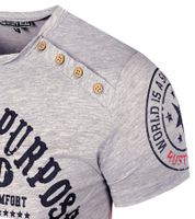 Herren T-Shirt mit "Born with a Purpose" Print Baumwoll-Shirt Rundhals-Shirt R-15216 Hellgrau meliert