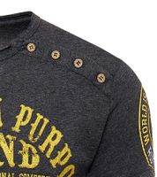 Herren T-Shirt mit "Born with a Purpose" Print Baumwoll-Shirt Rundhals-Shirt R-15216 Dunkelgrau meliert