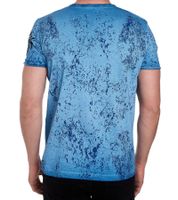 Herren T-Shirt mit Plunderer & Exploiter Print Baumwoll-Shirt Rundhals-Shirt R-15191 Petrol Blau