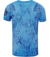 Herren T-Shirt mit Plunderer & Exploiter Print Baumwoll-Shirt Rundhals-Shirt R-15191 Petrol Blau