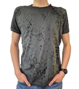 Herren T-Shirt mit Plunderer & Exploiter Print Baumwoll-Shirt Rundhals-Shirt R-15191 Dunkelgrau