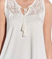vestino Damen Sommer-Top mit Spitzen-Einsatz Freizeit-Shirt im Boho-Look 900630 Creme-Weiß