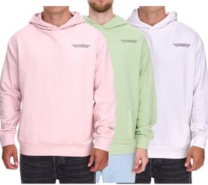 SUBLEVEL Felpa con cappuccio da uomo in cotone con tasche H10014T21326A Rosa, Verde chiaro o Bianco