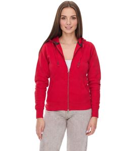 Elevate Arora Damen Sweat-Jacke mit Kapuze 300 g/m2 schlichte Baumwoll-Jacke Pullover 3821225 Rot