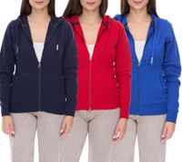 Elevate Arora Damen Sweat-Jacke mit Kapuze 300 g/m2 schlichte Baumwoll-Jacke Pullover Blau, Rot oder Dunkelblau