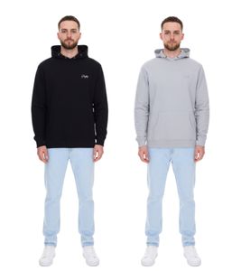 Felpa con cappuccio da uomo PLAYBOY in cotone a maniche lunghe con cappuccio, nera o grigio mélange