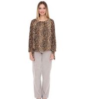 Blusa de mujer Vestino Carmen con hombros descubiertos y estampado de leopardo, camisa de verano 900319 beige/negro