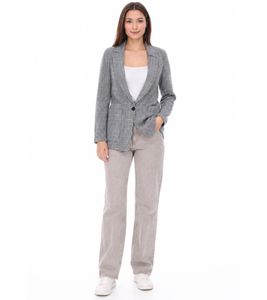 vestino Damen Blazer karierter Herbst-Blazer mit Reverskragen Alltags-Sakko 900719 Grau