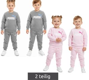 PUMA Kids' Jogging Suit for Boys and Girls, 2-Piece Set: Sweatshirt, Joggers, Crew Neck, Cotton 627915, Gray or Pink