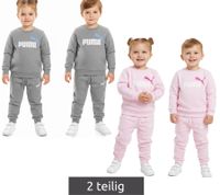 PUMA Kids' Jogging Suit for Boys and Girls, 2-Piece Set: Sweatshirt, Joggers, Crew Neck, Cotton 627915, Gray or Pink