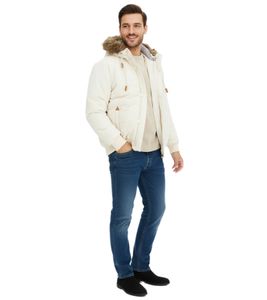 Herren Funktionsjacke mit Fellkapuze in Blousonform Outdoor-Jacke 967556 Beige