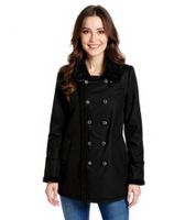 Women's Coat with Teddy Fur Collar, Faux Lambskin Jacket, Autumn Parka 939077 Black