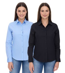 Chemise à manches longues ELEVATE Hamell, chemisier simple pour femme, chemisier en popeline, bleu clair, noir