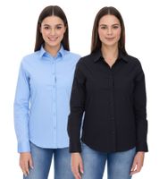 ELEVATE Hamell Langarm-Hemd schlichtes Damen Blusen-Hemd Popelin Bluse Hellblau oder Schwarz