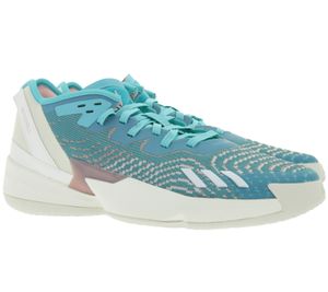 Chaussures de basketball adidas D.O.N. Issue 4, pointures 50 et plus, chaussures d'intérieur éco-responsables style Donovan Mitchell avec semelle rebondissante, HR0718 Turquoise/Blanc/Bleu