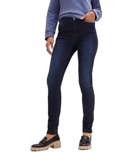 Pantalón vaquero de algodón para mujer, diseño de 4 bolsillos con cintura elástica, color azul oscuro 958091