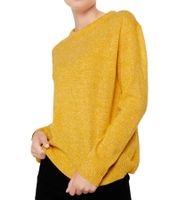 Women's Knitted Sweater with Round Neck and Long Sleeves 906742 Yellow/White