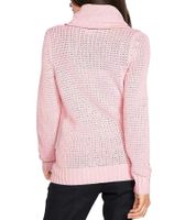 Women's Knitted Turtleneck Sweater with Drawstring in Cable Knit Cotton Sweater Casual Sweater 962955 Pink