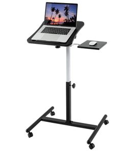 Tatkraft Vanessa Laptop Table, Height-Adjustable Work Table with Mouse Tray, 360-Degree Rotating Wheels, Bedside Table, 40x45cm, 13582, Black