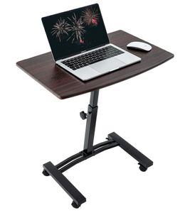 Tatkraft Salute Laptop Table, Height-Adjustable Work Table with Mouse Tray, 360-Degree Rotating Wheels, Bedside Table, 60 x 40 cm, Brown, 13353