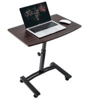Tatkraft Salute Laptop Table, Height-Adjustable Work Table with Mouse Tray, 360-Degree Rotating Wheels, Bedside Table, 60 x 40 cm, Brown, 13353
