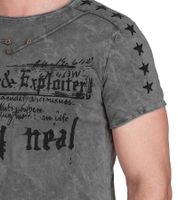 Camiseta de hombre con estampado de Plunderer & Exploiter, algodón, cuello redondo, R-15192, gris oscuro