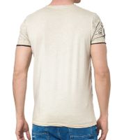 Camiseta de hombre con estampado lateral, camisa de algodón, camisa de manga corta de moda R-15243 Marrón