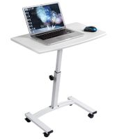 Tatkraft Laptop Table, Height-Adjustable Work Table with 360-Degree Rotating Wheels, Vanessa 40x45cm in Black and White or Salute 60x40cm in Brown and White