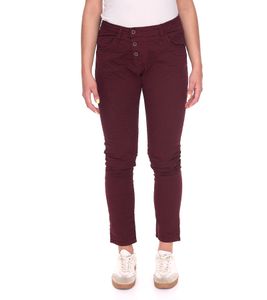 Jeans da donna in cotone PLEASE, pantaloni in denim alla moda, vestibilità slim, 14360933, rosso bordeaux