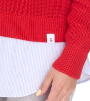 Maglione da donna DELMAO ricamato con orlo a camicetta, a maniche lunghe, look 2 in 1, 44176718 Rosso