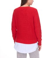 Maglione da donna DELMAO ricamato con orlo a camicetta, a maniche lunghe, look 2 in 1, 44176718 Rosso