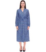 DELMAO Women's Blouse Dress, Summer Blouse with Brand Lettering, Long-Sleeved Shirt, 47783738 Blue