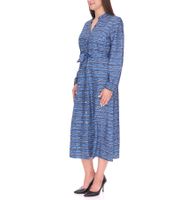 DELMAO Women's Blouse Dress, Summer Blouse with Brand Lettering, Long-Sleeved Shirt, 47783738 Blue