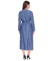 DELMAO Women's Blouse Dress, Summer Blouse with Brand Lettering, Long-Sleeved Shirt, 47783738 Blue