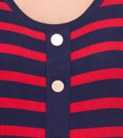 DELMAO Women's Knit Sweater with Decorative Button Placket, Everyday Sweater, 23147124 Red/Dark Blue