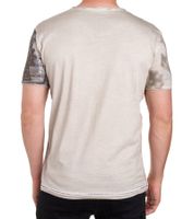 Men's T-Shirt with Rhinestone Print Cotton Shirt Stylish Short Sleeve Shirt R-15163 Beige