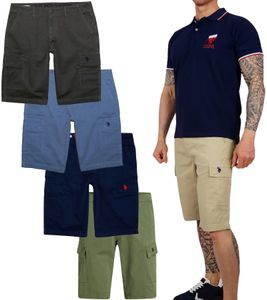 U.S. POLO ASSN. Pantaloncini cargo da uomo per il tempo libero, pantaloncini leggeri con ricamo U.S. Polo, 143 68147 52661 in cachi, blu, beige o grigio