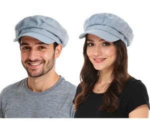 Berretto Newsboy in stile denim, berretto con visiera, berretto Baker Boy, copricapo, berretto estivo 4606M K248136 Blu