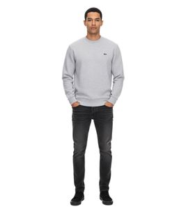 Felpa da uomo Lacoste con logo ricamato, pullover basic, maglione in cotone moderno, camicia a maniche lunghe SH9608 00 CCA Grigio