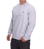 Felpa da uomo Lacoste con logo ricamato, pullover basic, maglione in cotone moderno, camicia a maniche lunghe SH9608 00 CCA Grigio